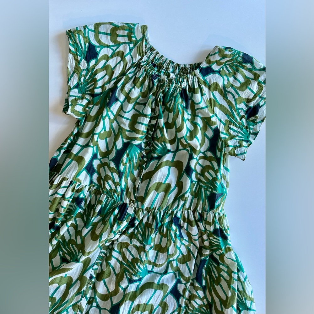 Green Patterned Maxi Dress - Lightweight Tiered Summer Dress - Picture 7 of 11